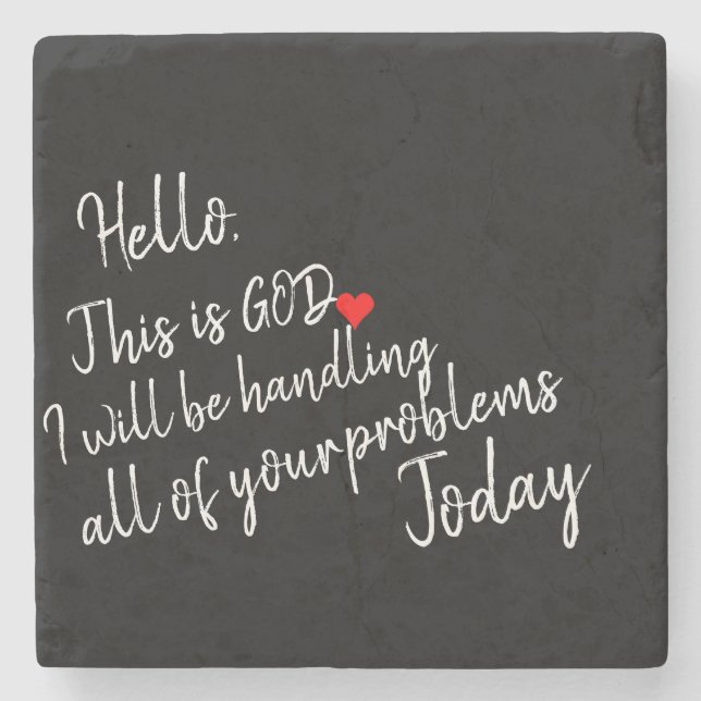 'Hello' Comfort Faith Inspiration Bold Black White Stone Coaster (Front)