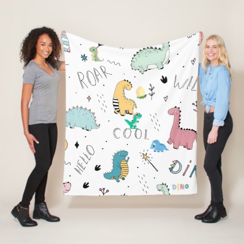 Hello Cool Dinos Roar Fleece Blanket