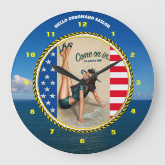 HELLO CORONADO SAILOR LARGE CLOCK