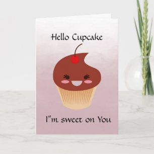 Hello Cupcake Greeting Card Watercolor