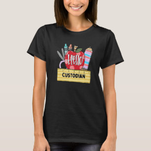 Hello Custodian Apple Teacher T-Shirt