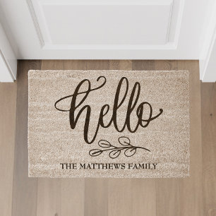 Hello Custom Name  Fiber Doormat