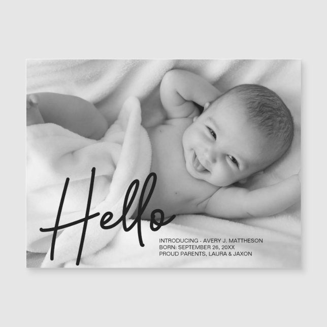 Hello Custom Photo Introducing Baby (Front)