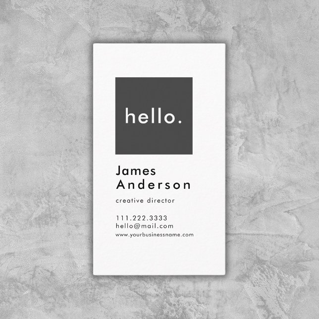 Hello Custom Simple Modern Generic Anthracite Business Card (Creator Uploaded)