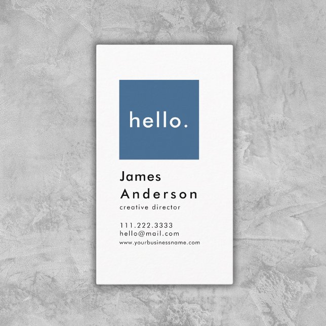 Hello Custom Simple Modern Generic Blue Business Card (Creator Uploaded)
