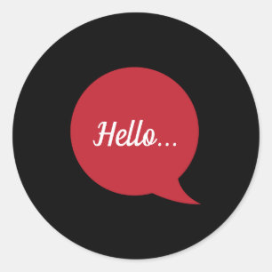 Hello custom Text Round Sticker, Glossy, Small, Classic Round Sticker
