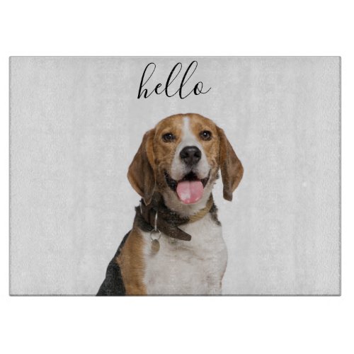 Hello Cute Beagle Dog Mom Pet Photo Cutting Board