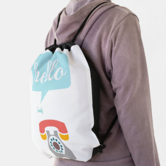 Hello Cute Colorful Hello Drawstring Bag