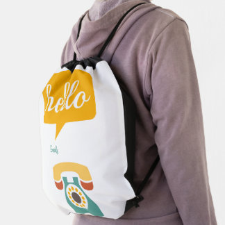Hello Cute Colorful Hello Drawstring Bag