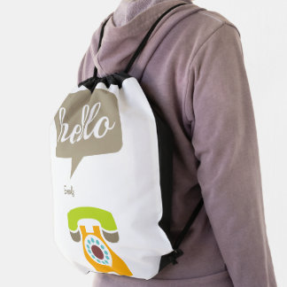 Hello Cute Colorful Hello Drawstring Bag