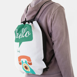 Hello Cute Colorful Hello Drawstring Bag