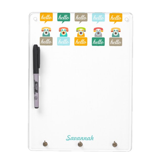 Hello Cute Colorful Hello Dry-Erase Board (Front)