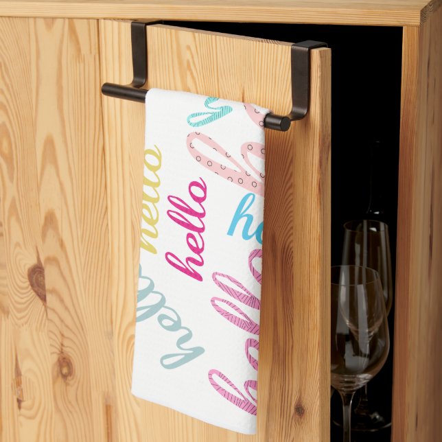 Hello Cute Colorful Hello Gifts Kitchen Towel (Thirds Fold)