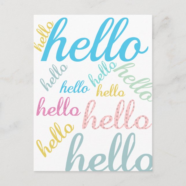 Hello Cute Colorful Hello Gifts Postcard (Front)