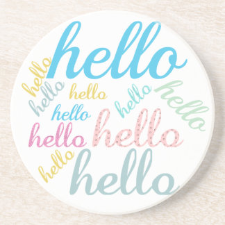 Hello Cute Colorful Hello Gifts Sandstone Coaster