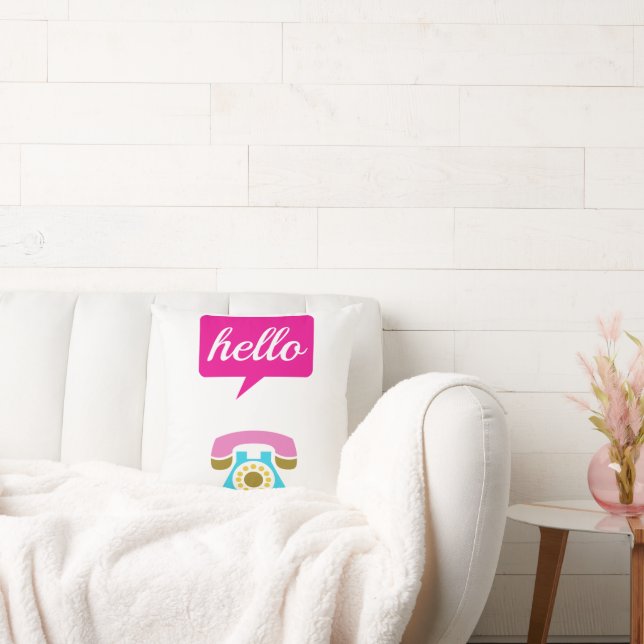 Hello Cute Colorful Hello Throw Pillow (Couch)