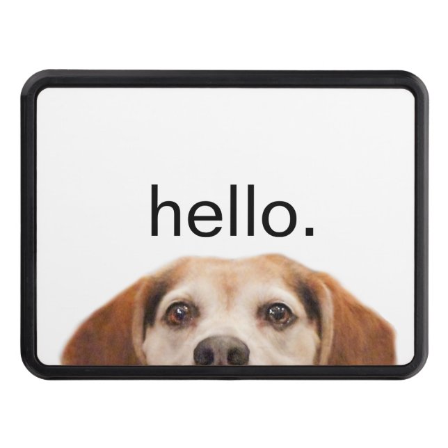 Hello Cute Funny Beagle Dog Modern Trendy Hitch Cover (Front)