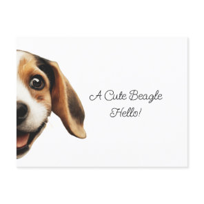 Hello Cute Funny Beagle Dog Modern Trendy Postcard