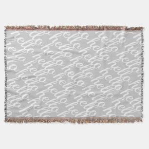 Hello Cute Gray and White Hello Gifts Throw Blanket