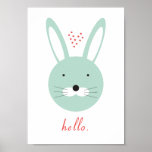 &#39;hello&#39; Cute Rabbit Poster at Zazzle