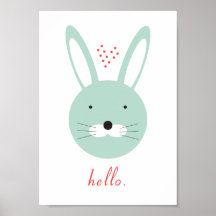 'Hello' cute rabbit poster