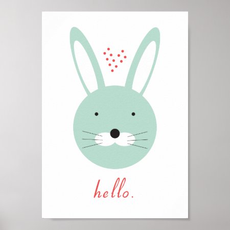 'hello' Cute Rabbit Poster