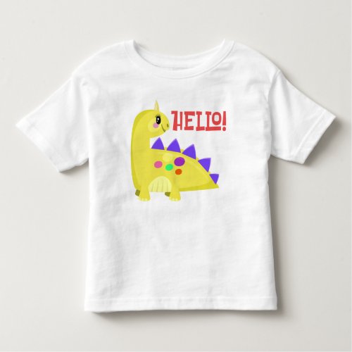 Hello Cute Yellow Baby Dinosaur Toddler T_Shirt