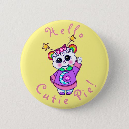 Hello Cutie Pie Kawaii Button