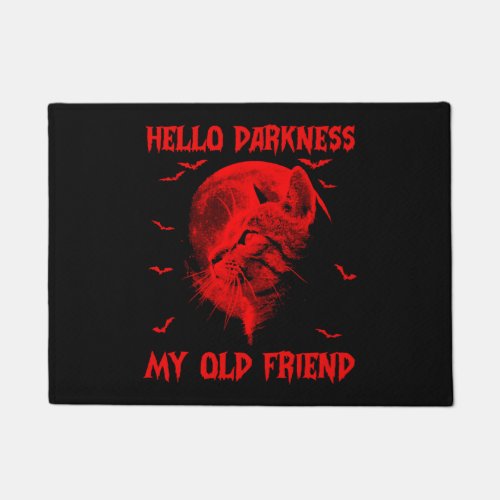 Hello Darkness Black Cat My Old Friend Halloween Doormat