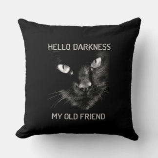 Hello Darkness My Old Friend Cat - Version 2 Throw Pillow