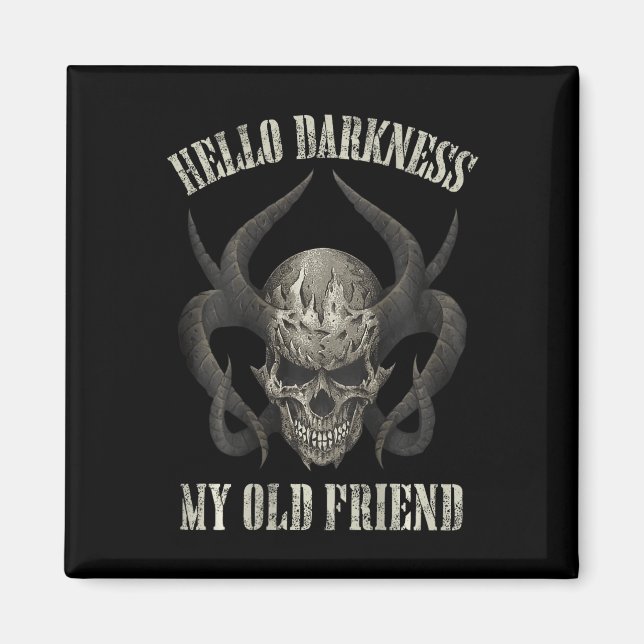 hello darkness my old friend demon skull horn hall magnet (Front)