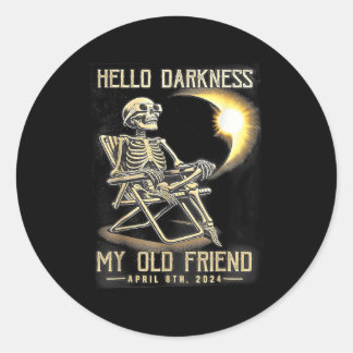 Hello Darkness My Old Friend Fun Skeleton Solar Ec Classic Round Sticker
