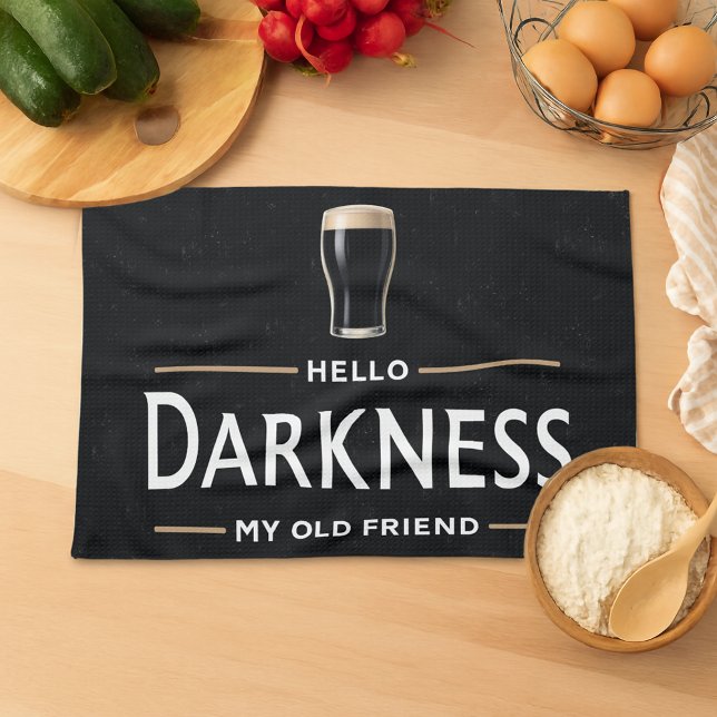Hello Darkness My Old Friend Funny St Patricks Day Kitchen Towel (Creator Uploaded)