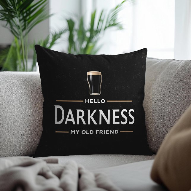 Hello Darkness My Old Friend Funny St Patricks Day Throw Pillow (Creator Uploaded)