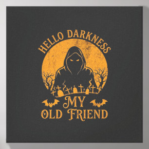 Hello Darkness Old Friend Reaper Orange Moon Grave Canvas Photo Tile