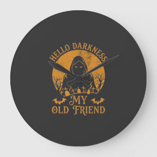 Hello Darkness Old Friend Reaper Orange Moon Grave Large Clock
