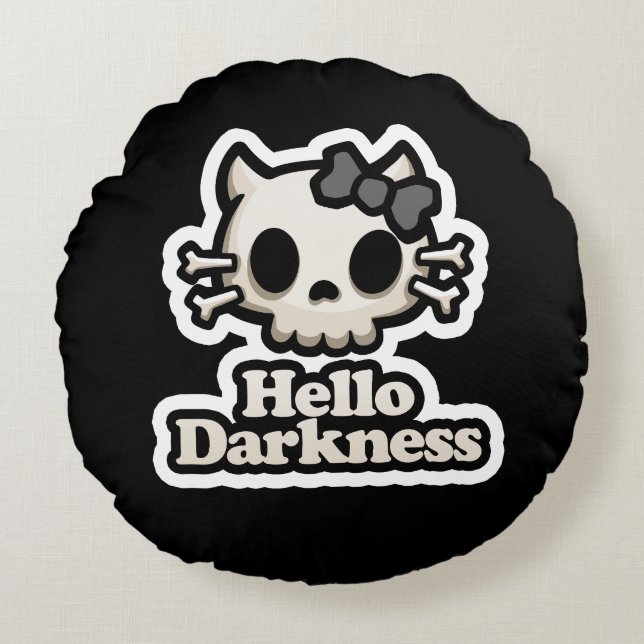 Hello Darkness Round Pillow (Front)