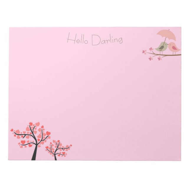 Hello Darling birdie notepad for all your lists (Front)