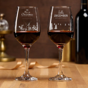 Hello December Merry Christmas Etched Glassware