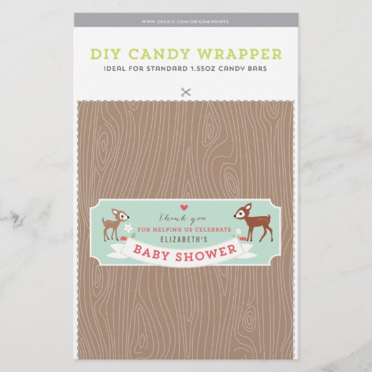Hello Deer! Baby Shower 1.55oz Candy Bar Template (Front)
