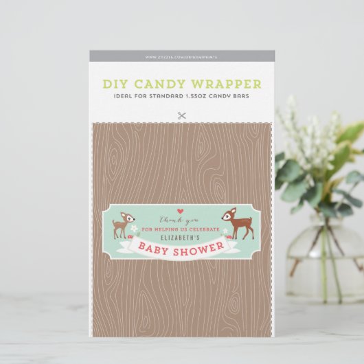 Hello Deer! Baby Shower 1.55oz Candy Bar Template (Standing Front)