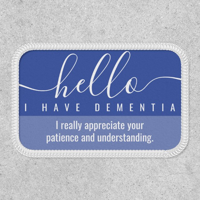 hello dementia awareness and emergency contact  patch (Front)