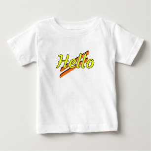 Hello design on a white baby t-shirt
