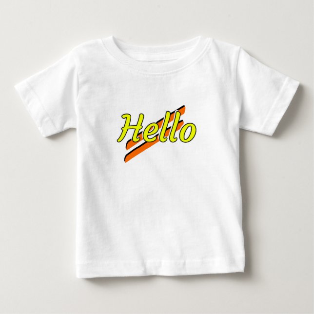 Hello design on a white baby t-shirt (Front)