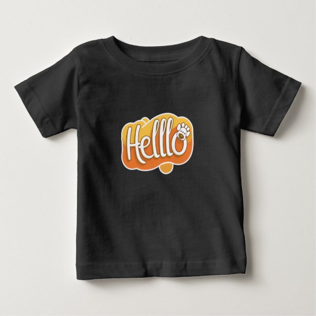 Hello Dog Cartoon Graphic T-Shirt (Front)