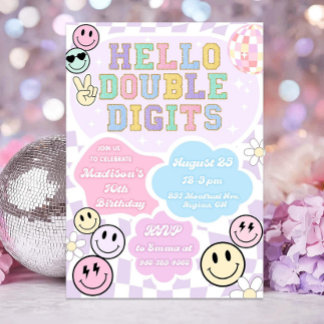Hello Double Digits Birthday Invitation Template