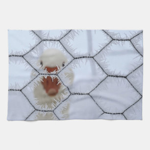 Hello! Duck behind frosted fence kitchen Towel