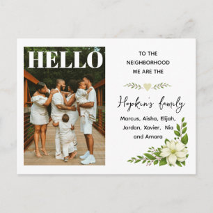 Hello, Editable We’re New to Neighborhood Photo Postcard
