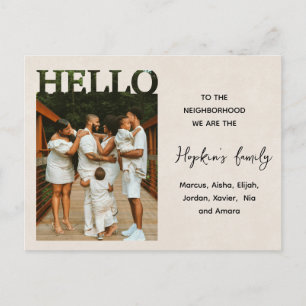 Hello, Editable We’re New to Neighborhood Photo Postcard