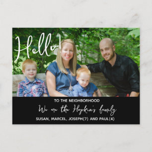 Hello,Editable We're New to the Neighborhood photo Postcard